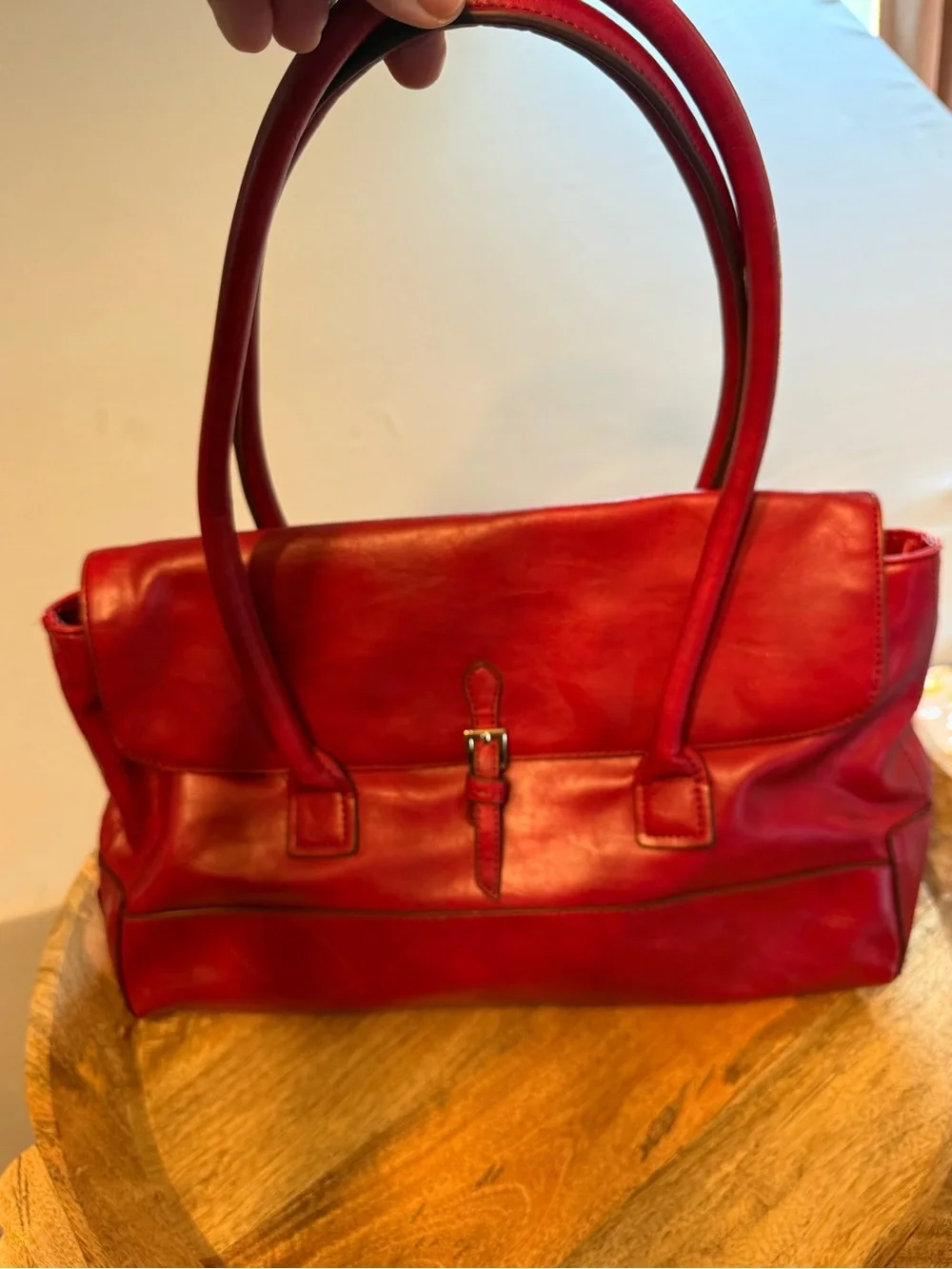 Liz Claiborne Red Y2K Oversized Satchel Shoulder Bag Purse